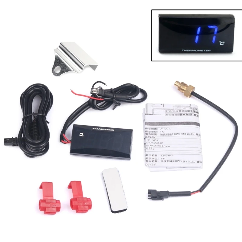 

12V Motorcycle Digital Water Temp Gauge Thermometer 0~120°C Digital Display