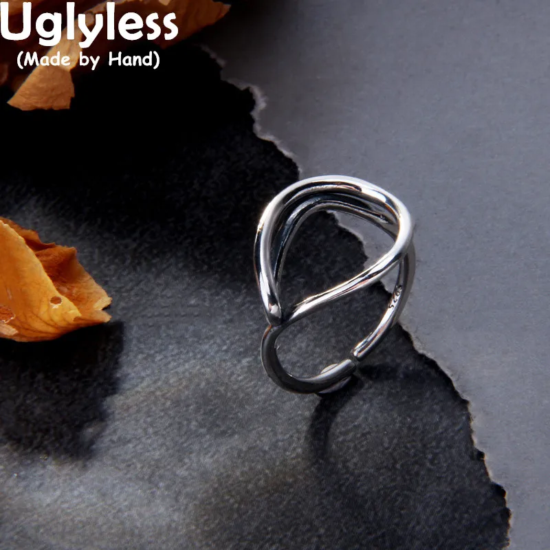 

Uglyless Hollow Round Circle Rings for Women Simple Minimalist Jewelry Shining 925 Sterling Silver Ring Geometric Fashion Bijoux