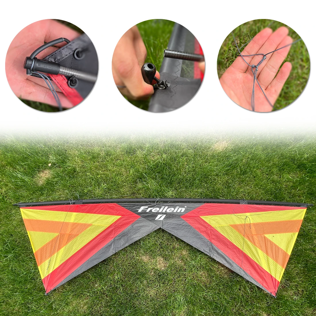 Freilein 2.4m Beginner 4 Line Stunt Kite for Adults Professional Acrobatic PC20 Handle + 4x25mx90lb Spectra Lines Bag - купить по