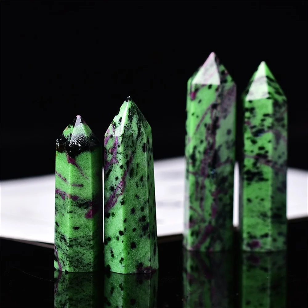 

Natural Red And Green Diamond Crystal Column Single Tip Hex Prism Decorations Raw Stone Grinding Cutting Crystals Spot manufactu