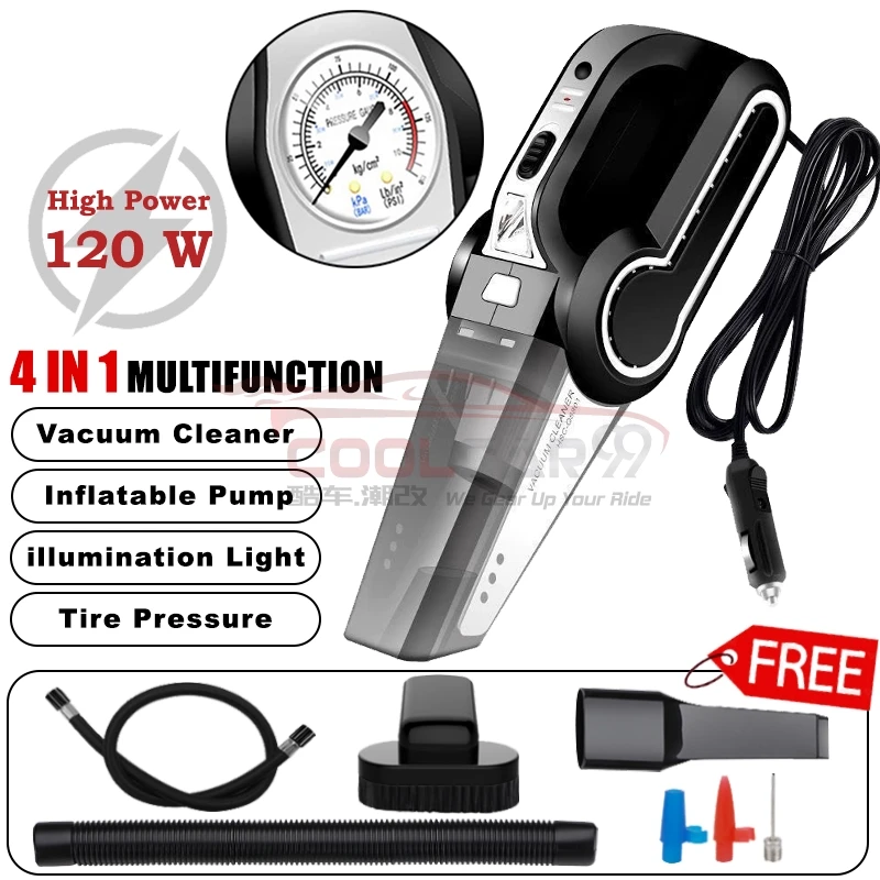 

Nexus Car 4 in 1 Car Vacuum Cleaner 120W Power Wet Dry Auto Portable Vacuums Air Compressor Tire Pressure Vakum