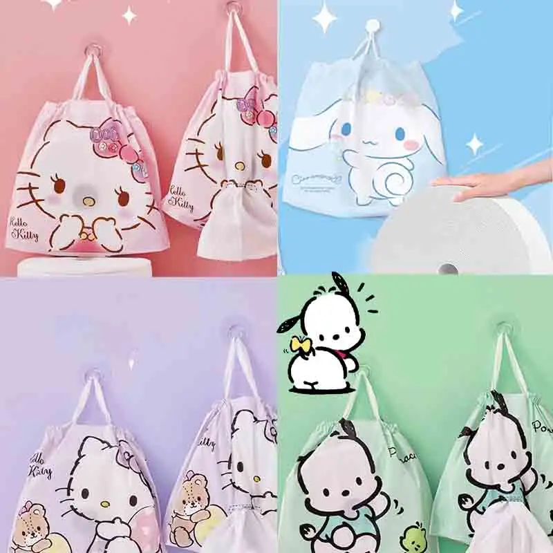 

Kawaii Hello Kitty Disposable Face Towel 2023 Cinnamoroll Pochacco One-Time Facial Tissue Family Hanging Facial Towel Roll Paper