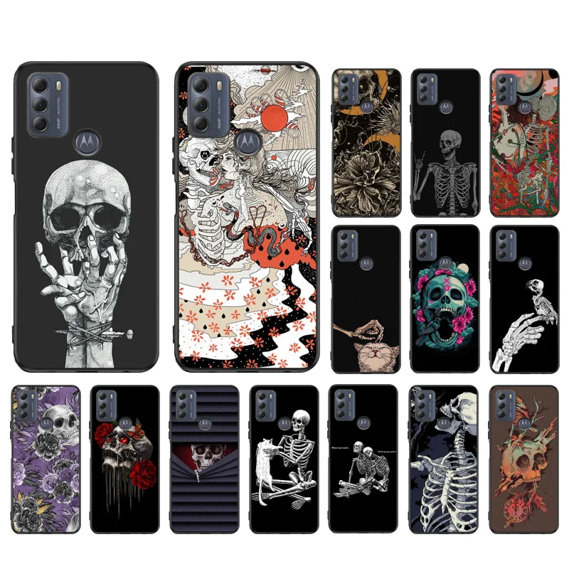 

Skull Skeleton Phone Case for Motorola Moto E7 Plus E32 E20 E40 Edge 20 Lite G22 G52 G20 G30 G100 G60 G50 G10 G Pure G Stylus