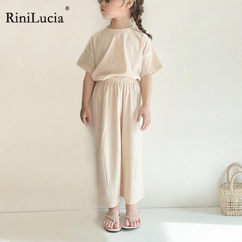 

RiniLucia 2Pcs Baby Girls Clothing Sets Summer Toddler Girls Clothes Kids Tracksuit For Girl Suit Children Clothing