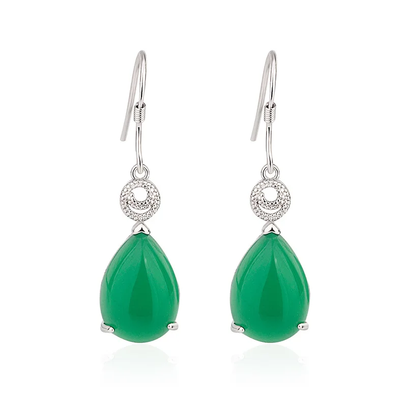 

DIWENFU 100% S925 Sterling Silver Emerald Drop Earring Gemstone Women Bizuteria 925 Jewelry Kolczyki Orecchini Drop Earrings