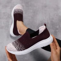 set foot womens shoes fly weaving breathable mothers shoes a stirrup walking convenient and comfortable socks sneakers women