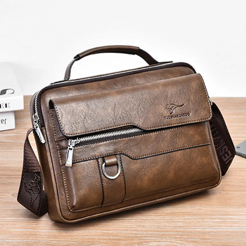 Large Capacity Leather Men's Shoulder Messenger Bag Luxury Handbag Male Tote Bag Business Crossboby Bags For Men