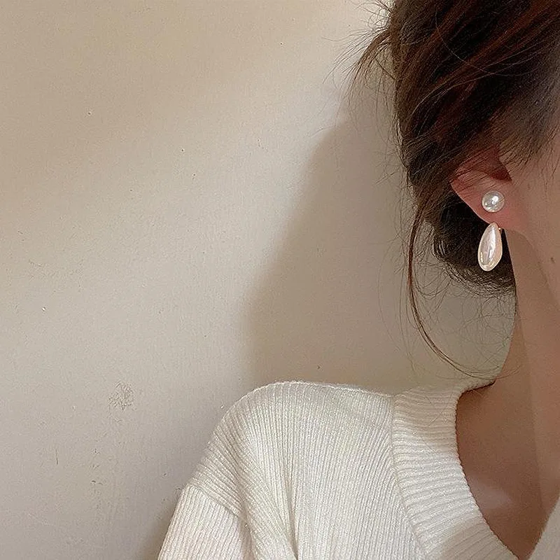 

12Pairs/lot Drop-Shaped Pearl Earrings Personality Sweet Lady