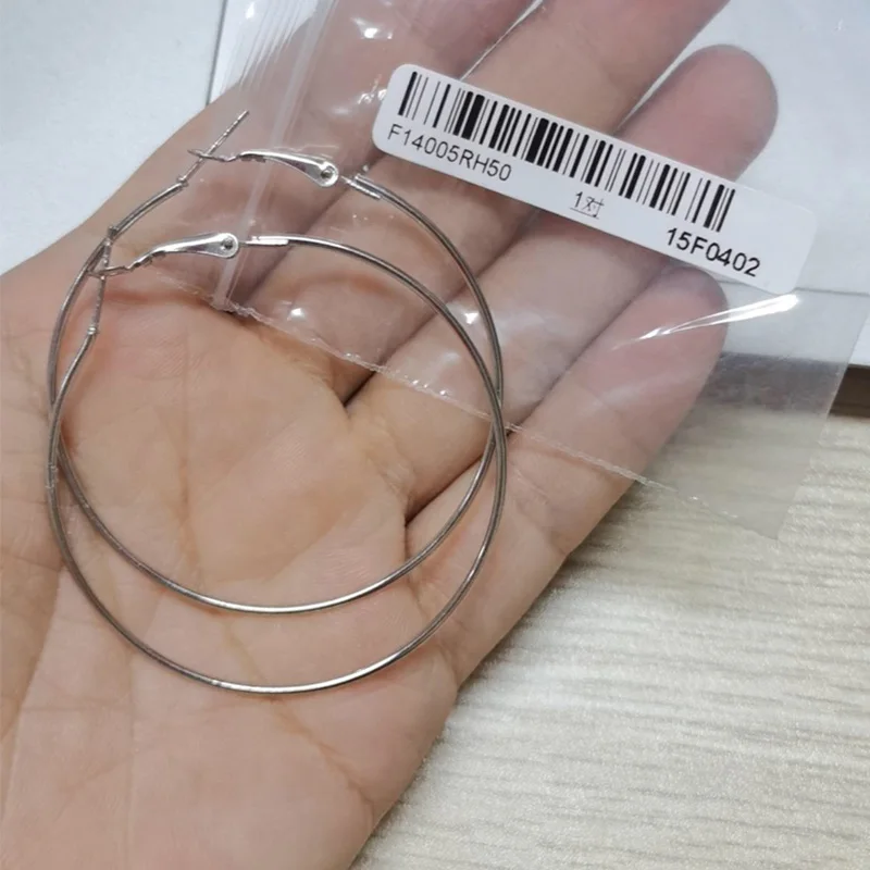 1 Pair 25 30 40 50 60mm Rhodium Gold Color Round Big Circle Hoop Earring Hoops DIY Fashion Women Jewelry Making Accessories |