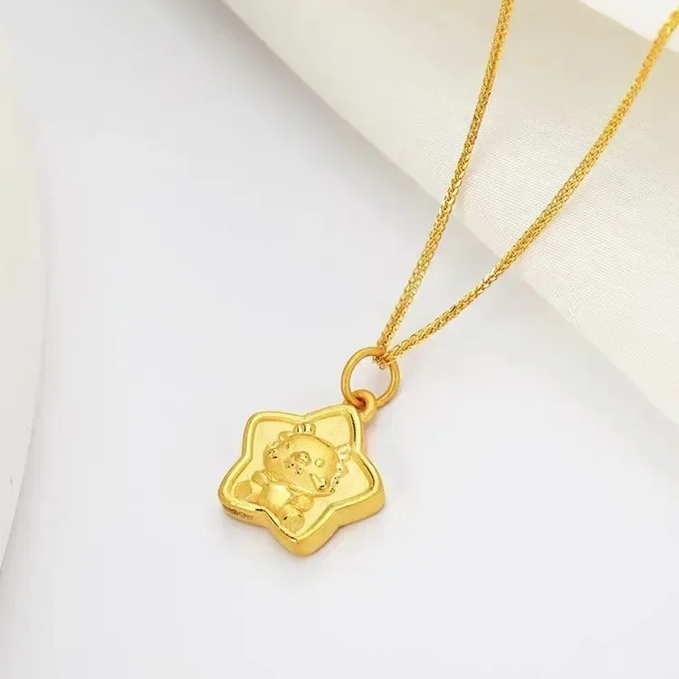 Высокое качество золотые украшения на шею настоящее золото 9999 24-каратное