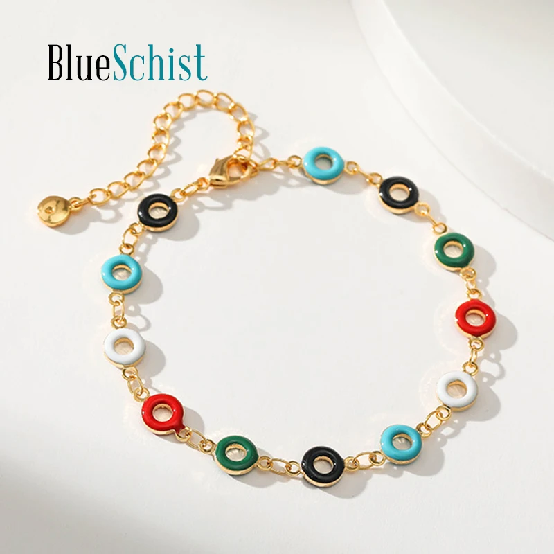 

Handmade Enameled Colorful Lucky Bracelet Gold Plated Bangle for Girls Birthday Party Summer Jewelry Dropshipping New Arrivlas
