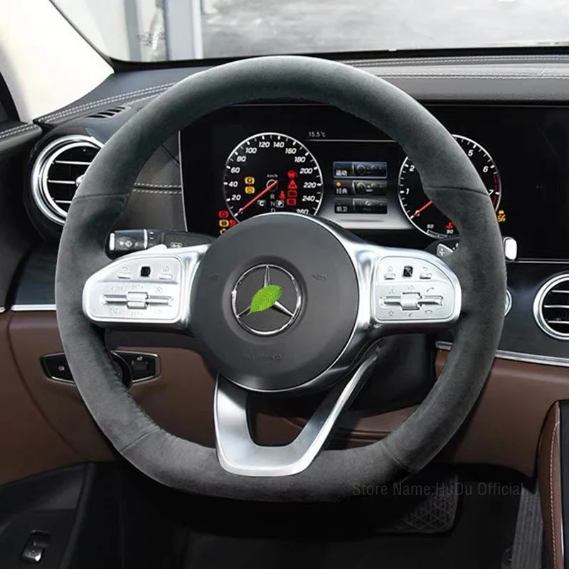 

Alcantara Leather Steering Wheel Cover For Mercedes Benz A Class W177 A-AMG GLA 2018-2022 Hand Sewing Wrap Cover Car Interior