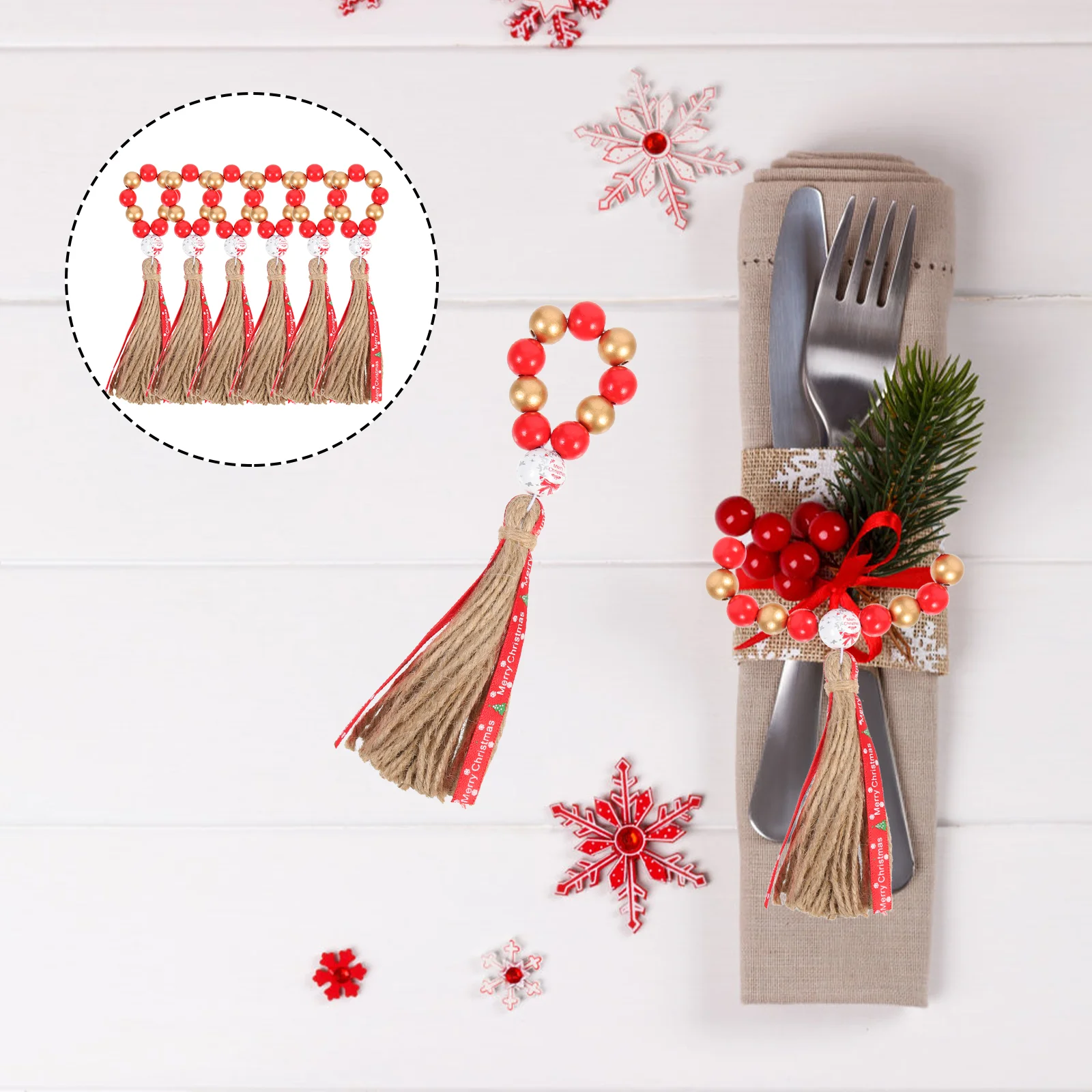 

Napkin Ring Rings Buckle Wood Beads Christmas Table Buckles Wooden Serviette Holder Farmhouse Garland Bead Holdersbands Festival