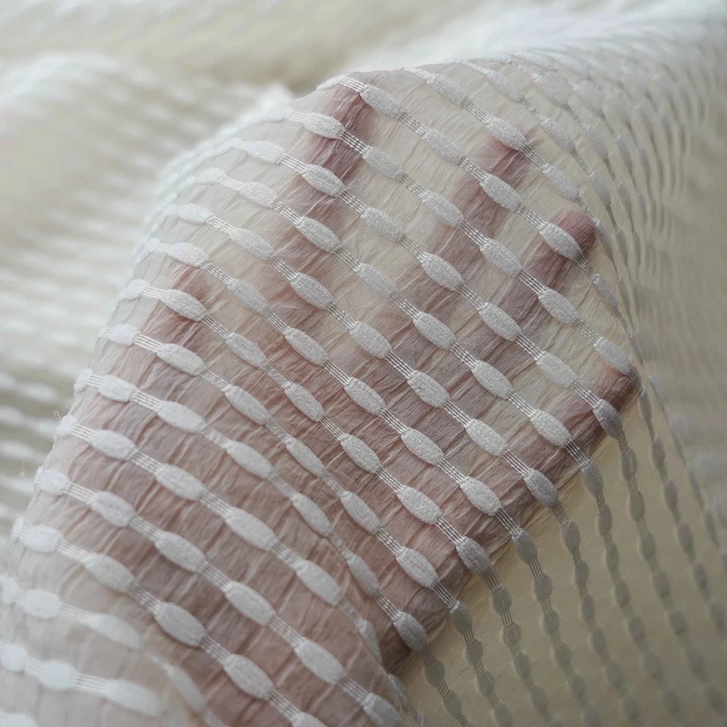 

New Candy Color Striped Slightly Transparent Jacquard Fabric for Women's Spring and Summer Dress Making