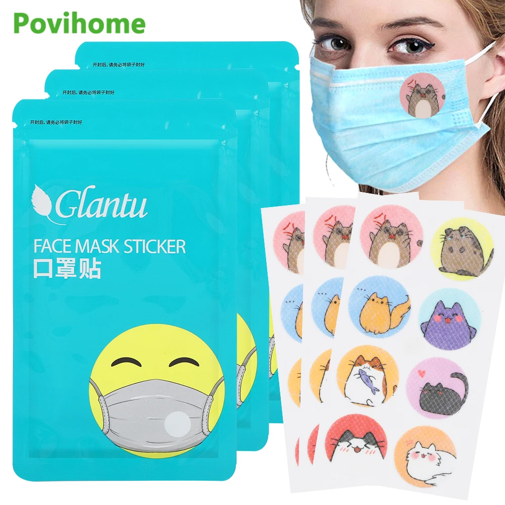 

120Pcs Fack Mask Stickers Natural Essential Oils Stuffy Bad Odor Relief Patterned Patch Fresh Breath Children Summer Products