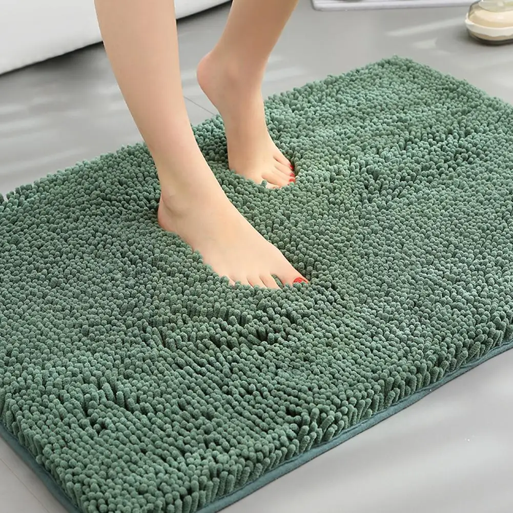 

Chenille Bath Mat Bedroom Kitchen Rug Carpet Anti Slip Bath Absorbent Rug With Chenille Mat Water Microfiber Super Soft Rug O2U8
