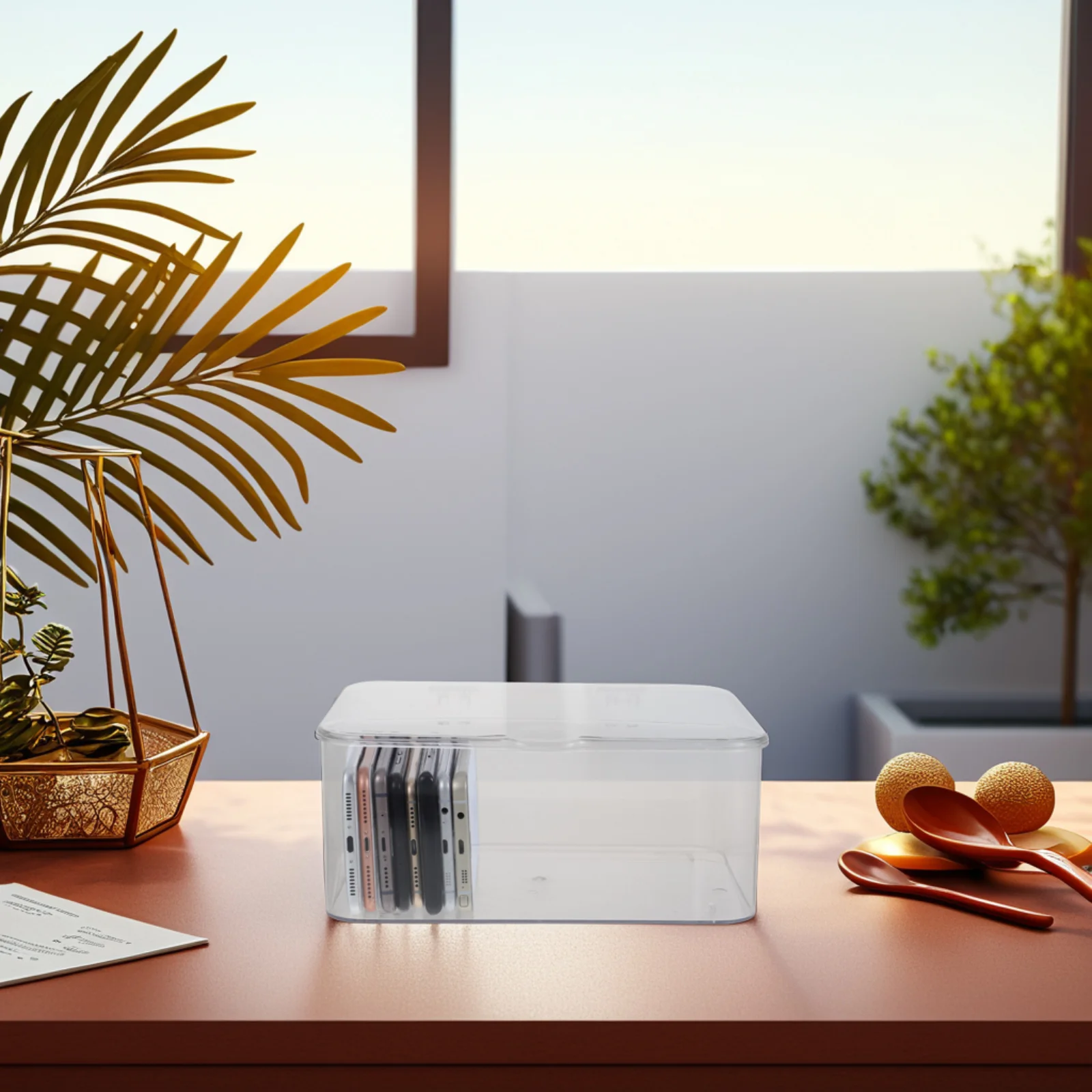 Ящик для хранения с крышкой прозрачный настольный органайзер витрина ювелирных