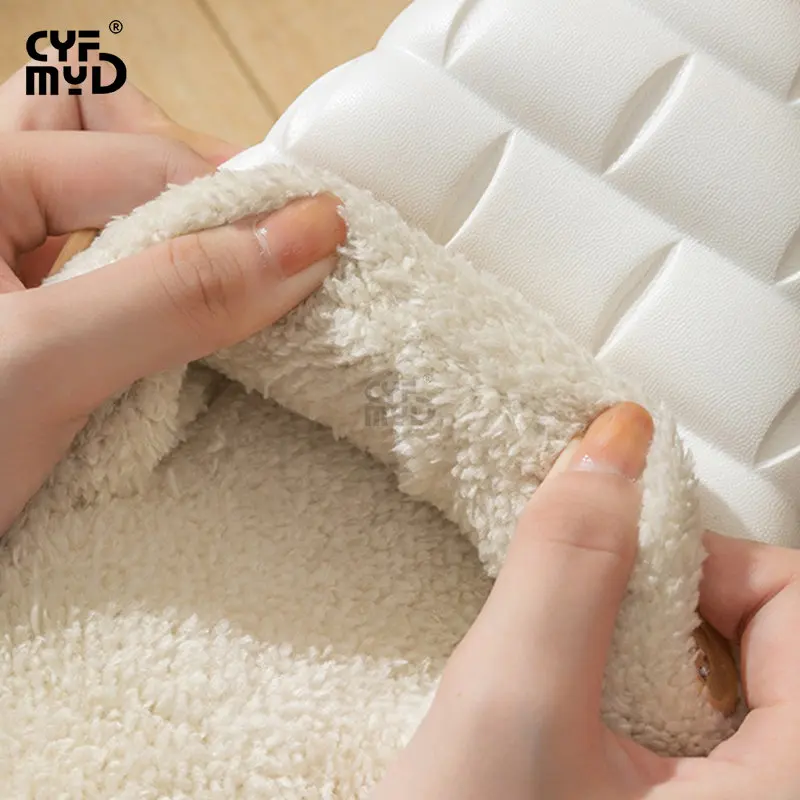 Detachable Plush Slippers for Women EVA Water Proof Soft Slippers Female Winter Warm House Slipper Fashion Non Slip Indoor Shoes