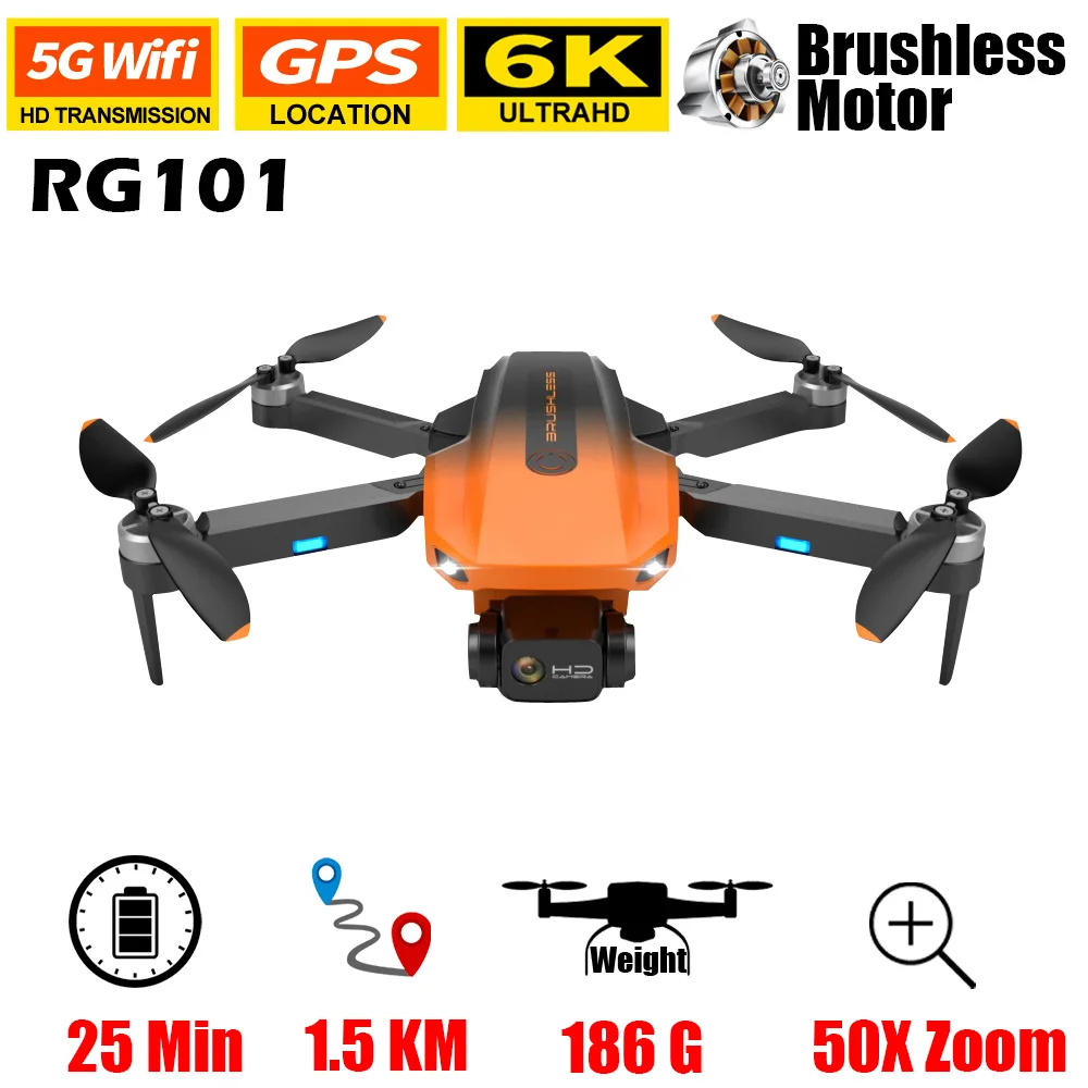 

Профессиональный Дрон для аэрофотосъемки RG101 GPS 4K 6K HD Двойная камера 5G WIFI Дрон с бесщеточным Мотором складной Квадрокоптер вертолет