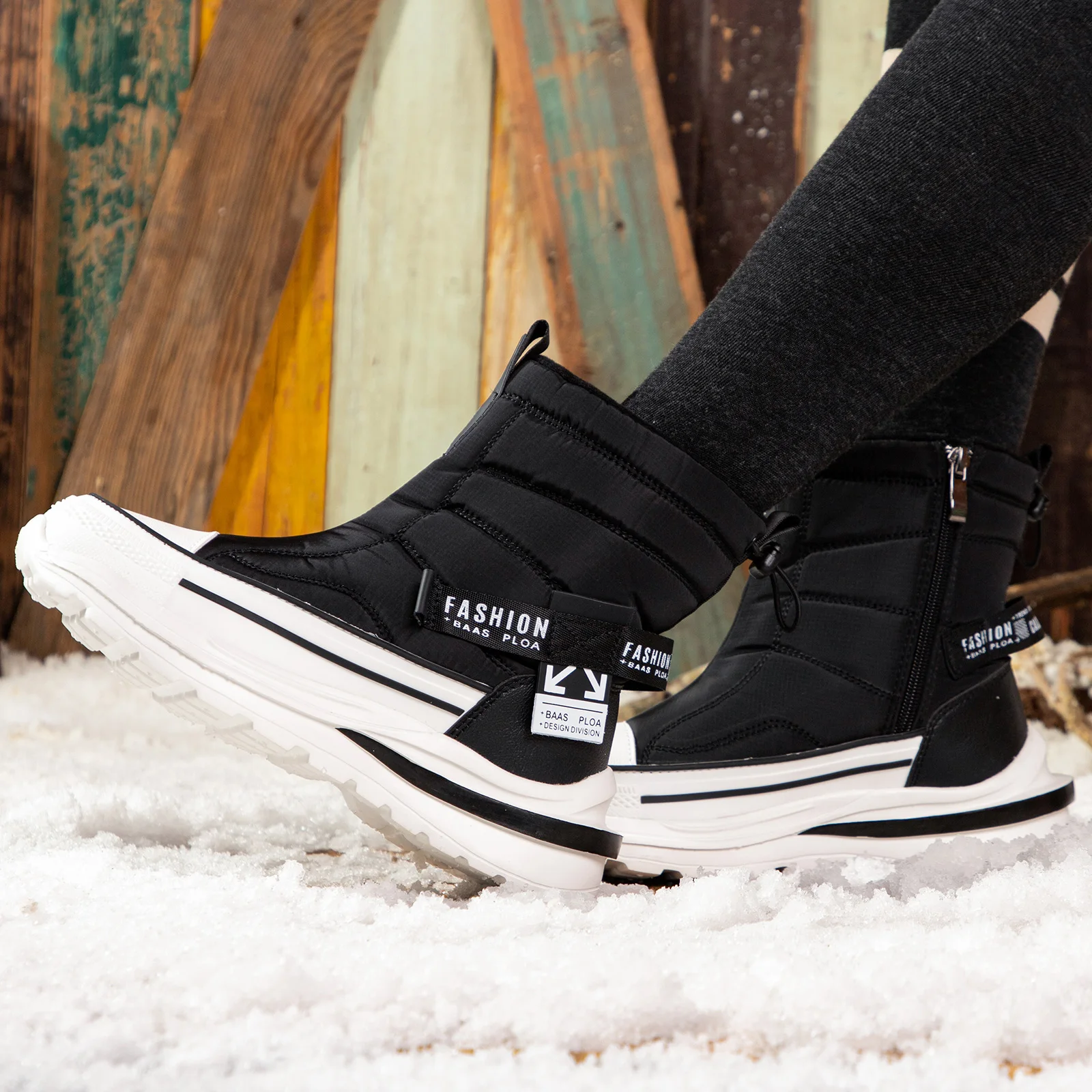 Baasploa 2023 Women Boots Fashion Plush Shoes Winter Non-slip Wear-resistant Plush Boot Comfortable Female Warm Shoes