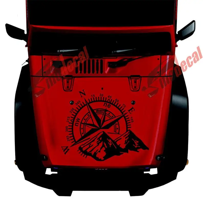 

60x50cm Hood Body Decal Compass Mountain Graphics Decal Navigation Camping Car Decal