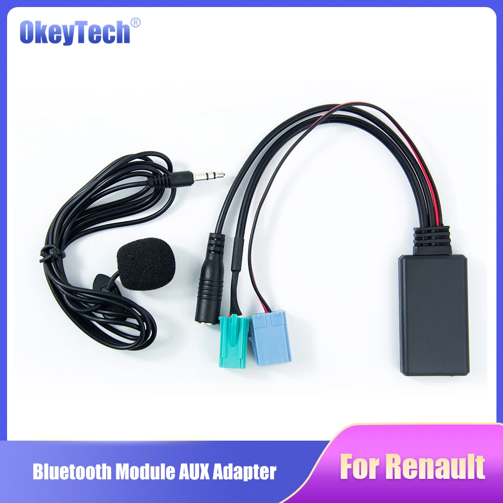 

Автомобильный Bluetooth модуль OkeyTech, адаптер AUX, микрофон, гарнитура, мини ISO 6Pin кабель AUX для Renault, обновленный список радио
