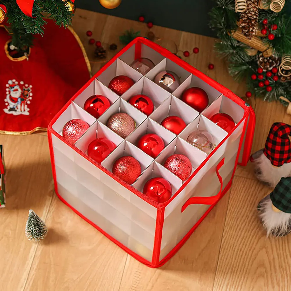 

Коробка для хранения рождественских шаров с 64 ячейками, органайзер с украшениями, разделитель Аванта, игрушечные елочные шары, Подарочная к...