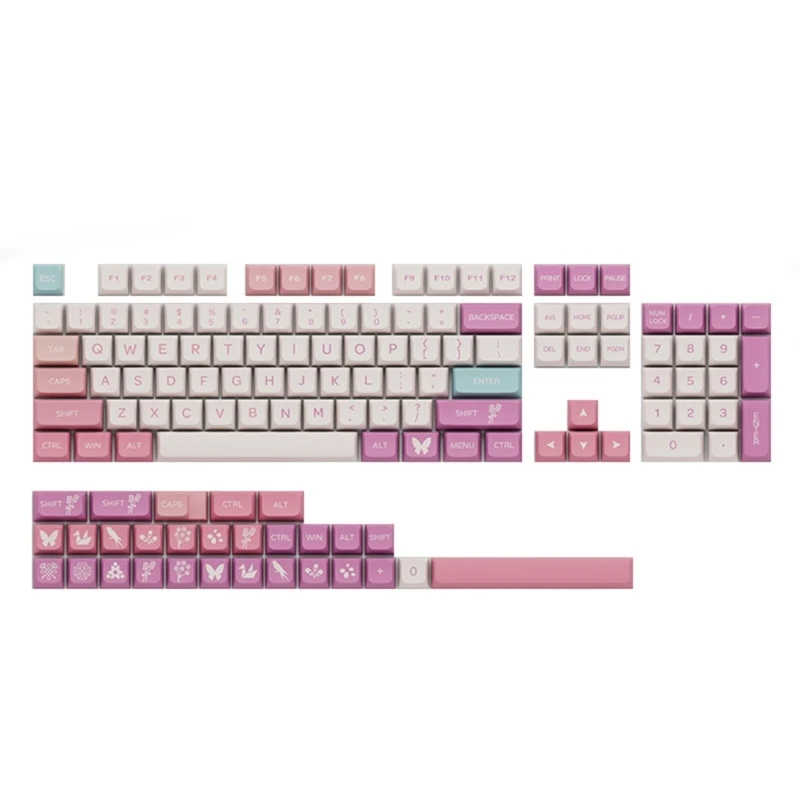 

Клавиатура PBT XDA с профилем, розовая закат, 134 колпачков для игровых механических клавиатур, MX-переключатели, красящая подсветка, клавиши «сд...