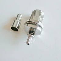 1 pcs f female o ring bulkhead panel mount nut window plug crimp for rg174 rg316 rg179 lmr100 rf coaxial connector adapter brass
