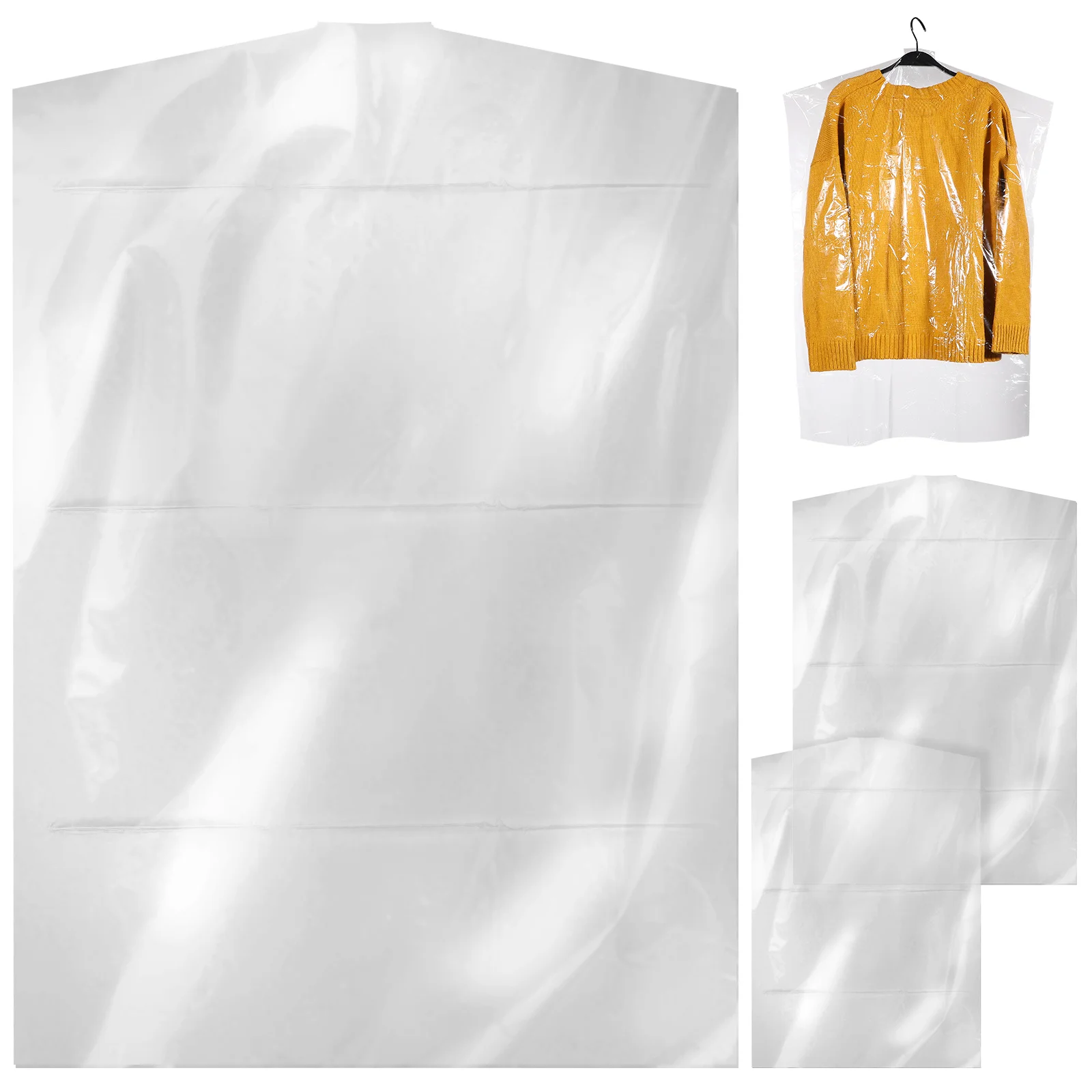 

60 Pcs Clear Plastic Dustproof Clothes Covers Storage Hanging Transparent Dress Winter Coat Garment Bag Protector Bags Man