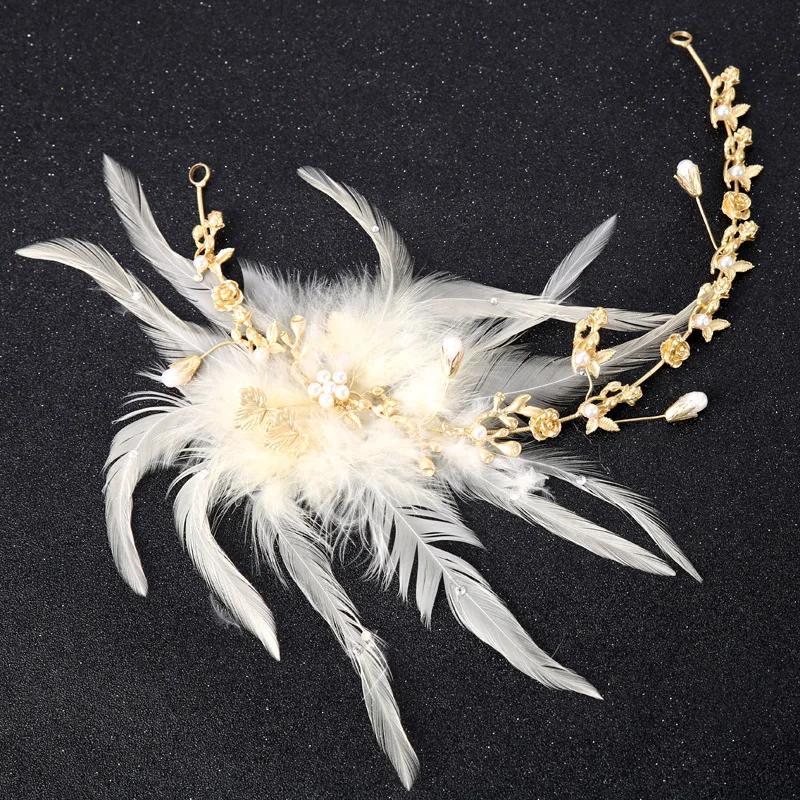 Tocado de plumas blancas simples, accesorio para el cabello de diosa, diadema