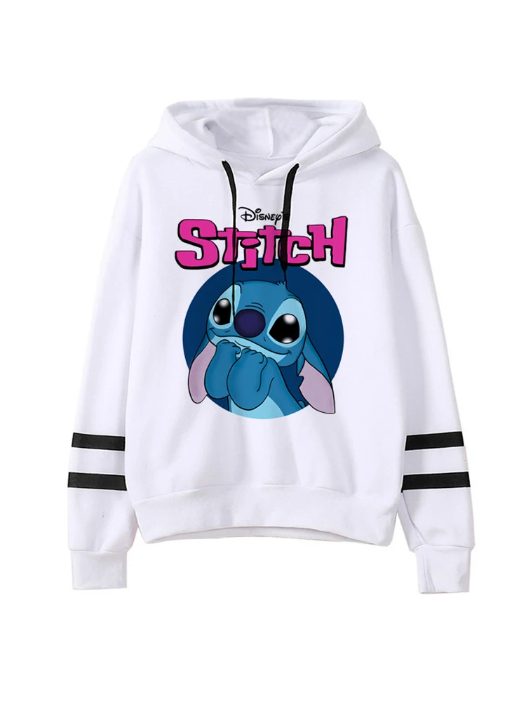 

Kawaii Disney Stitch Ohana Hoodie Women Cartoon Lilo Stitch Pattern Streetwear Anime Women's Sweatshirt