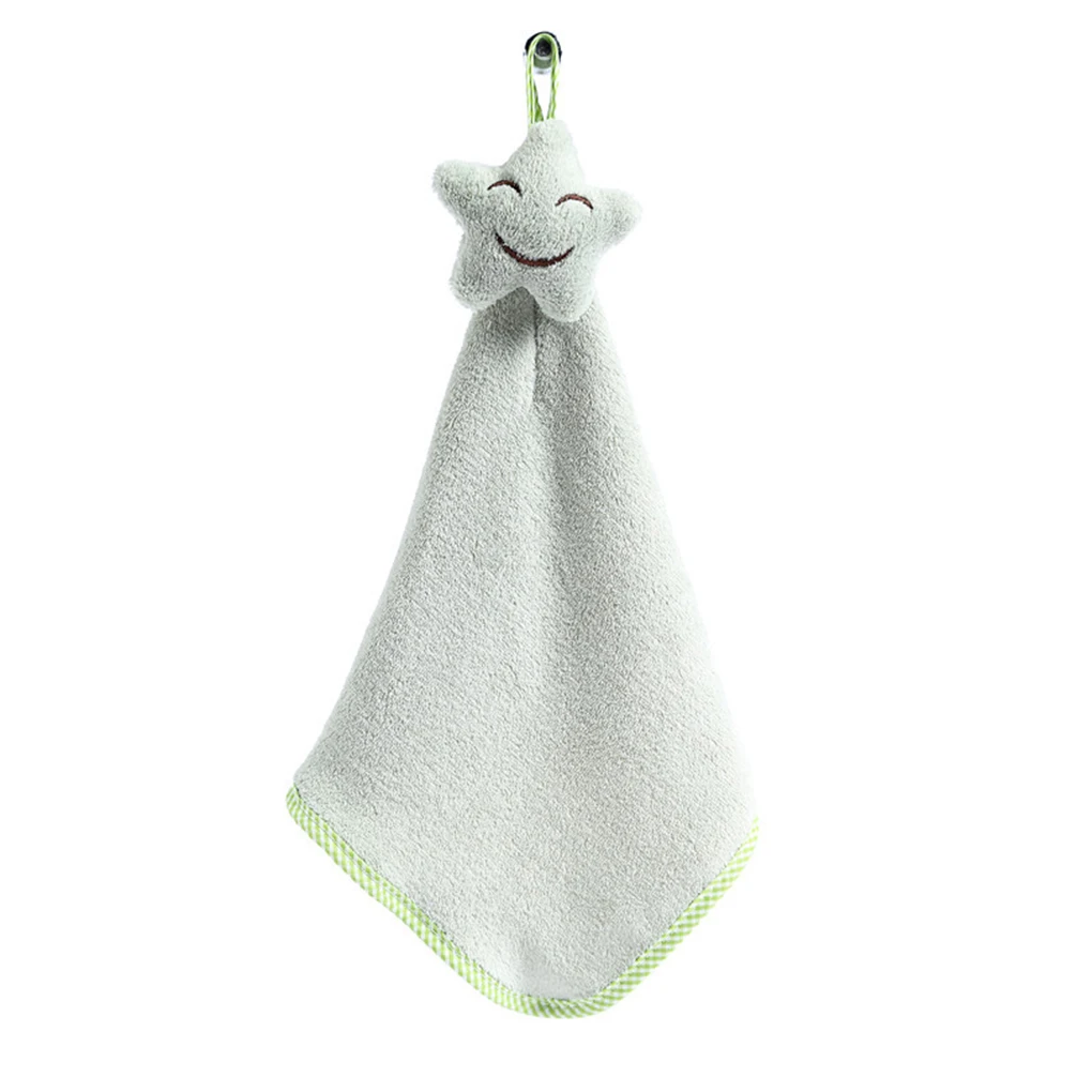 

Smiling Face Hanging Hand Towels Kitchen Cleaning Towel Coral Velvet Absorbent Lint-Free Cloth Dishcloths