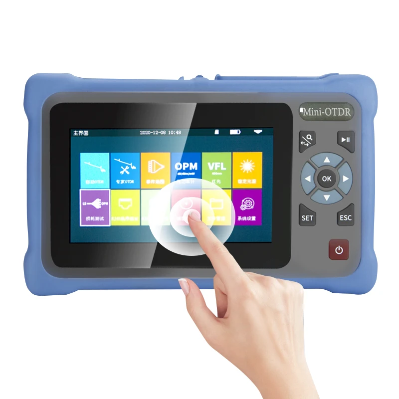 

1310/1550nm 26/24dB Fiber Optic Reflectometer Touch Screen VFL OLS OPM Event Map Ethernet Cable 12 In 1 100KM MINi OTDR