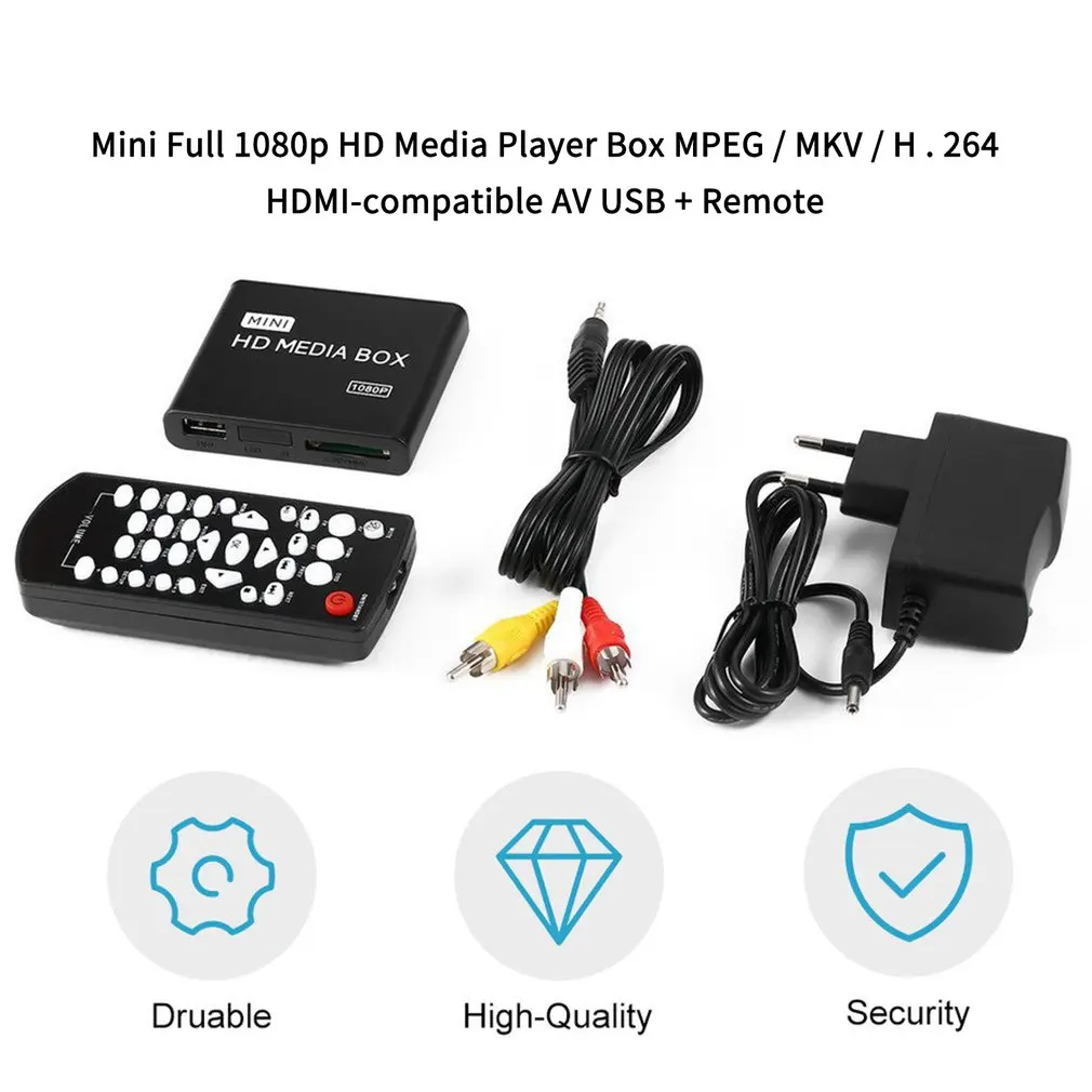 Mini Media Player 1080P Mini HDD Media Box TV box Video Multimedia Player Full HD With SD MMC Card Reader 100Mpbs EU Plug