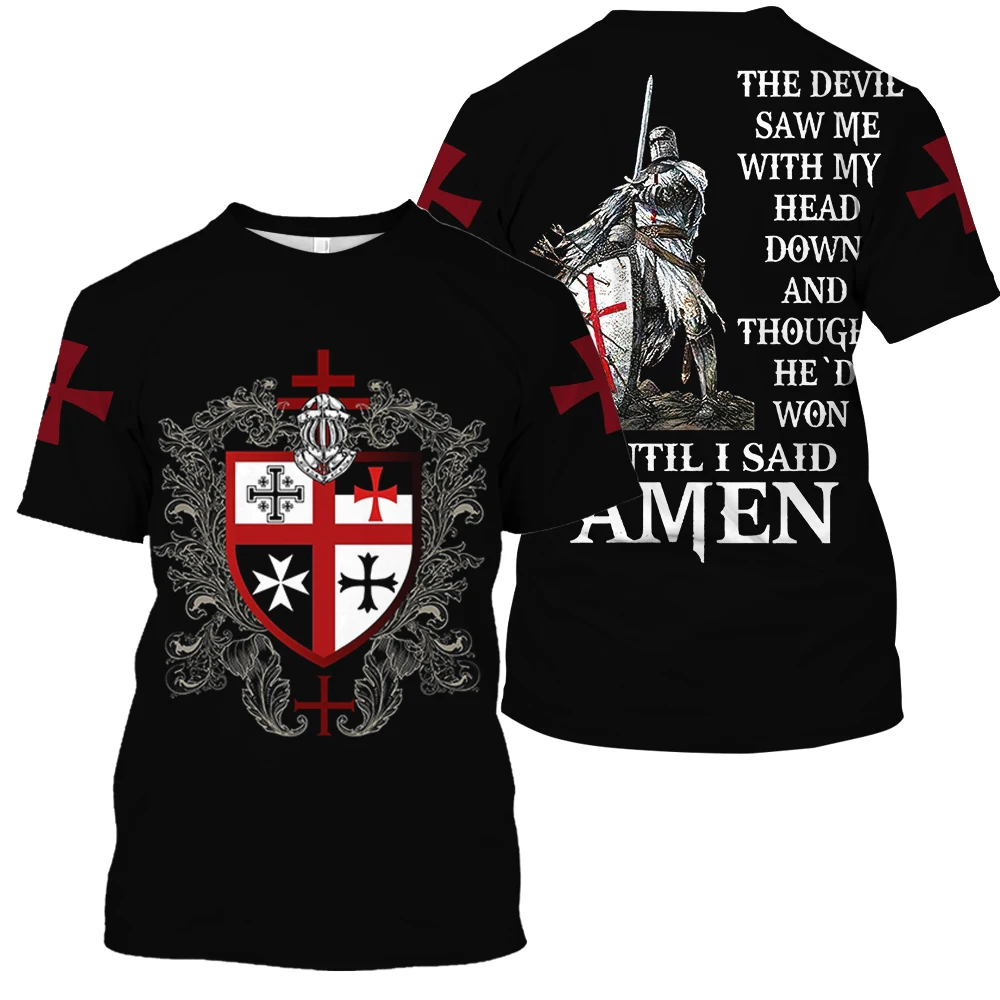 

Crusader Men's Shirts Step On, Black Turtleneck Sweaters, Temple Short-sleeved Tops, Harajuku Fashion Retro Designs, Graphics, T