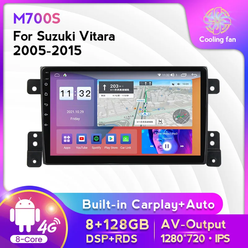 

MEKEDE Android11 8+128G Car GPS DVD For Suzuki Grand Vitara 2006-2013 Multimedia Radio Stereo Support Steering Wheel WIFI BT