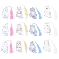 wood tassel bookmarks with puppy kitty unique bookmarks gift unique cartoon bookmarks 12pcs