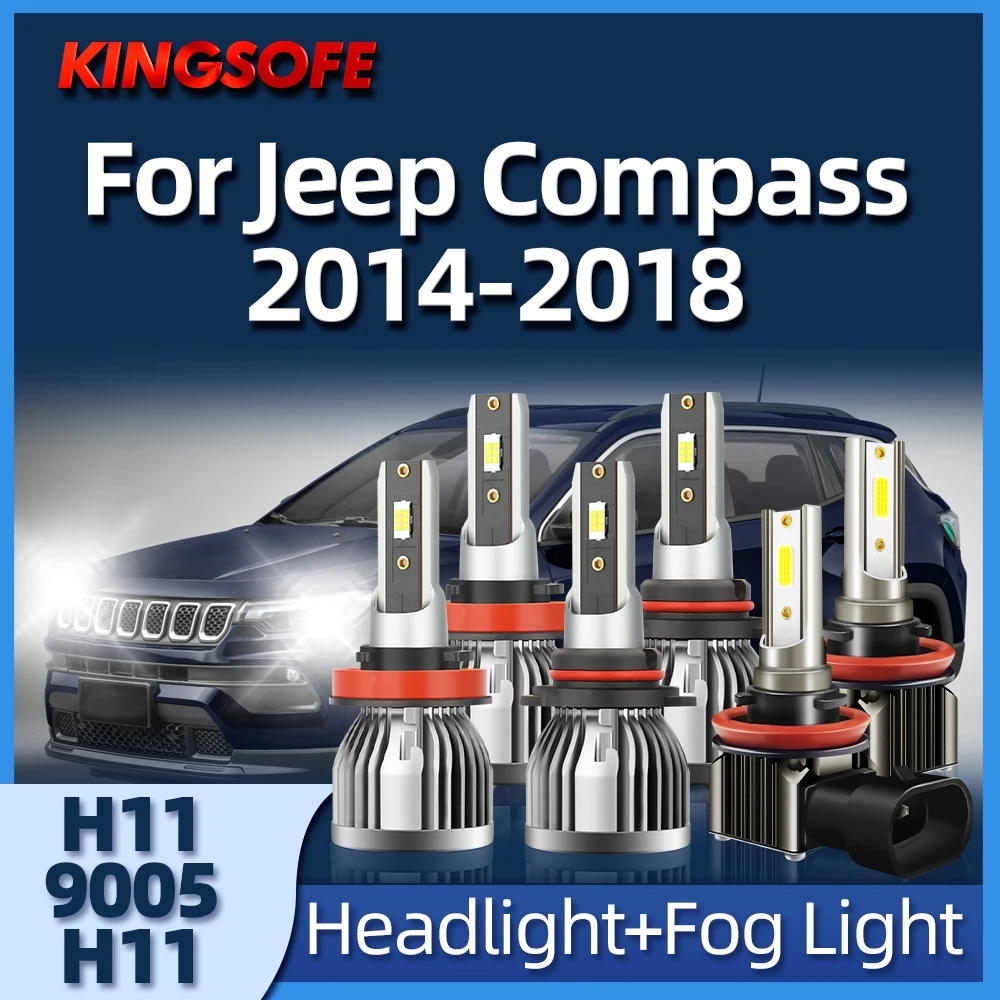 

KINGSOFE 2/6Pcs Led H11 Headlights Auto Headlamp 9005 HB3 Lights 26000LM For Compass Jeep 2014 2015 2016 2017 2018