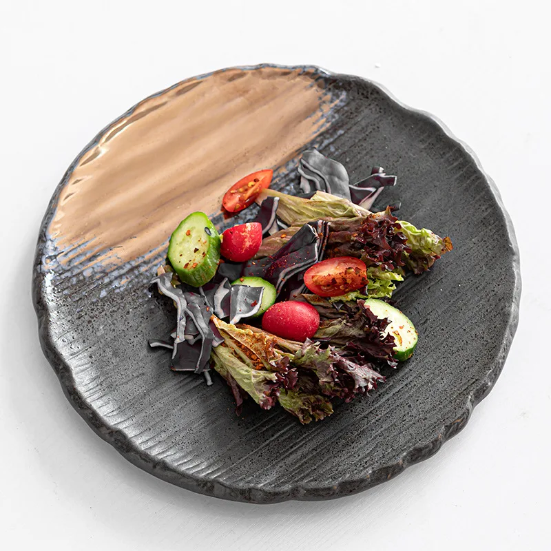 

Modern Ceramic Plate Creative Kiln Change Glaze Western Restaurant Steak Dish Home Living Room Fruit Salad Plate Kitchen Cutlery