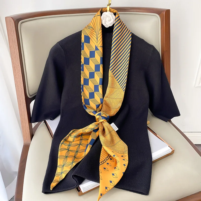 

Модный шейный платок, шарф для волос для женщин, длинные ленточные шейные шарфы на запястье 15*150 см, элегантная повязка для волос, шелковый ша...