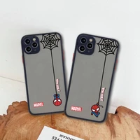 marvel super hero spiderman web phone case for iphone 13 12 11 pro max mini xs 8 7 plus x se 2020 xr matte transparent cover