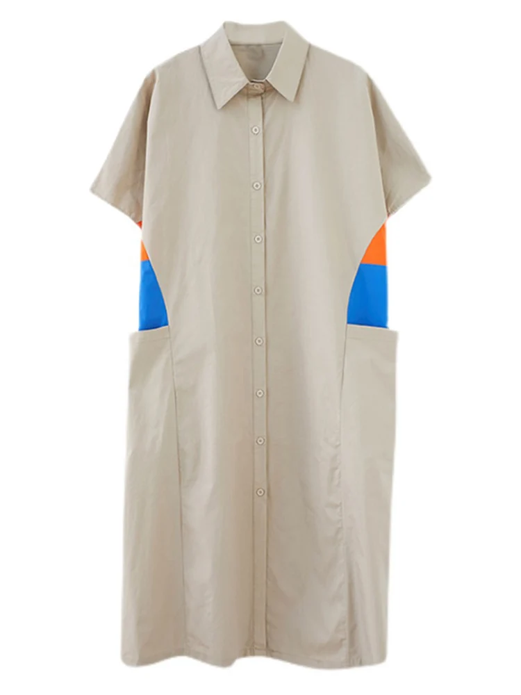 Женское винтажное платье-рубашка в горошек черное свободное повседневное