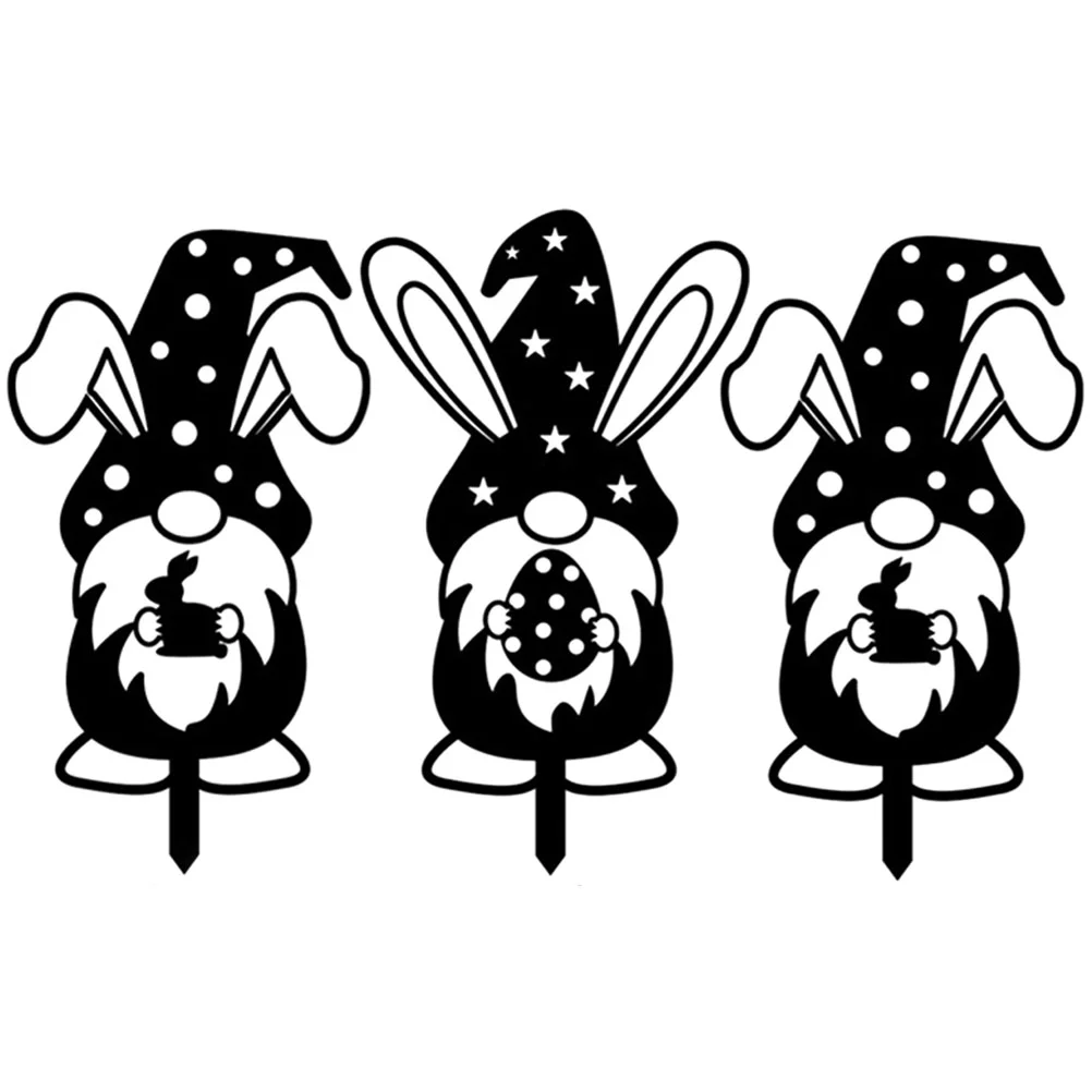 

Garden Sign Easter Yard Dwarf Lawn Gnome Stakes Insert Gnomes Bunny Stake Outdoor Silhouette Signs Decorations Backyard