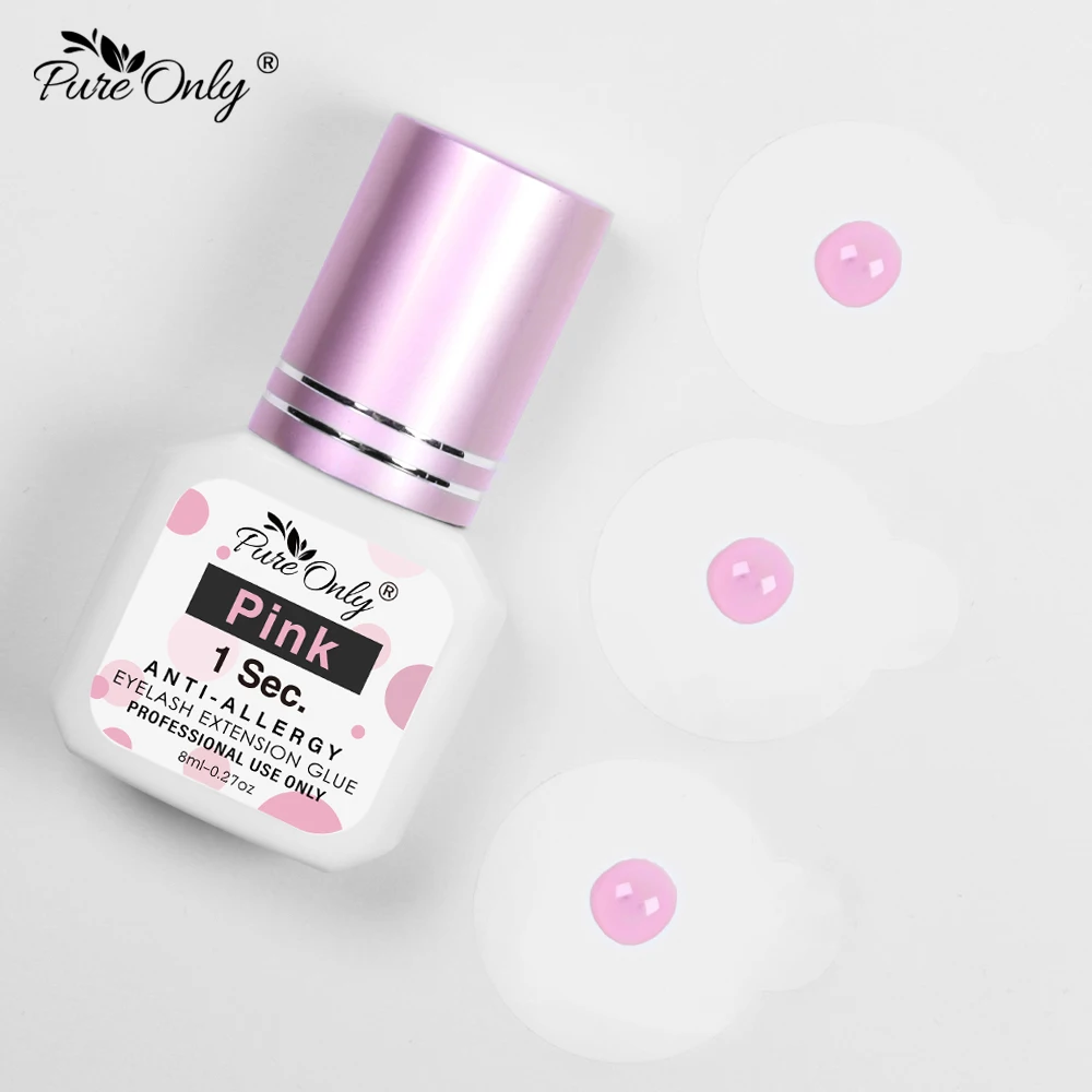 

8ml Lash Glue Pink 1s Fast Drying Sensitive Eyelash Extension Clear Glue Waterproof Strong False Lashes Adhesive Private Label
