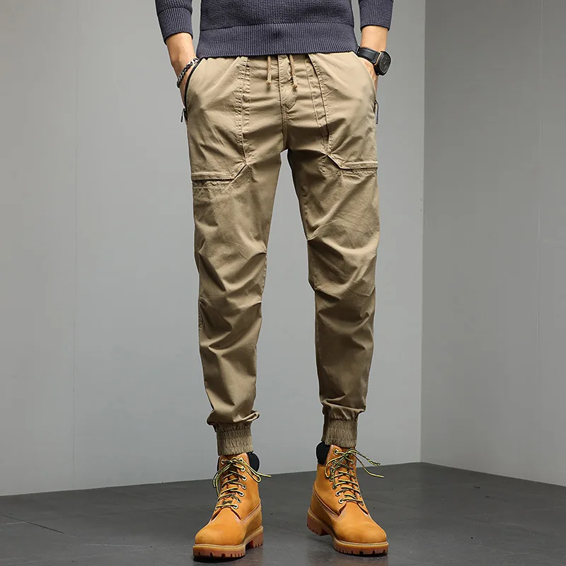 

95% cotton 5% spandex joggers cargo pants men streetwear casual Trousers