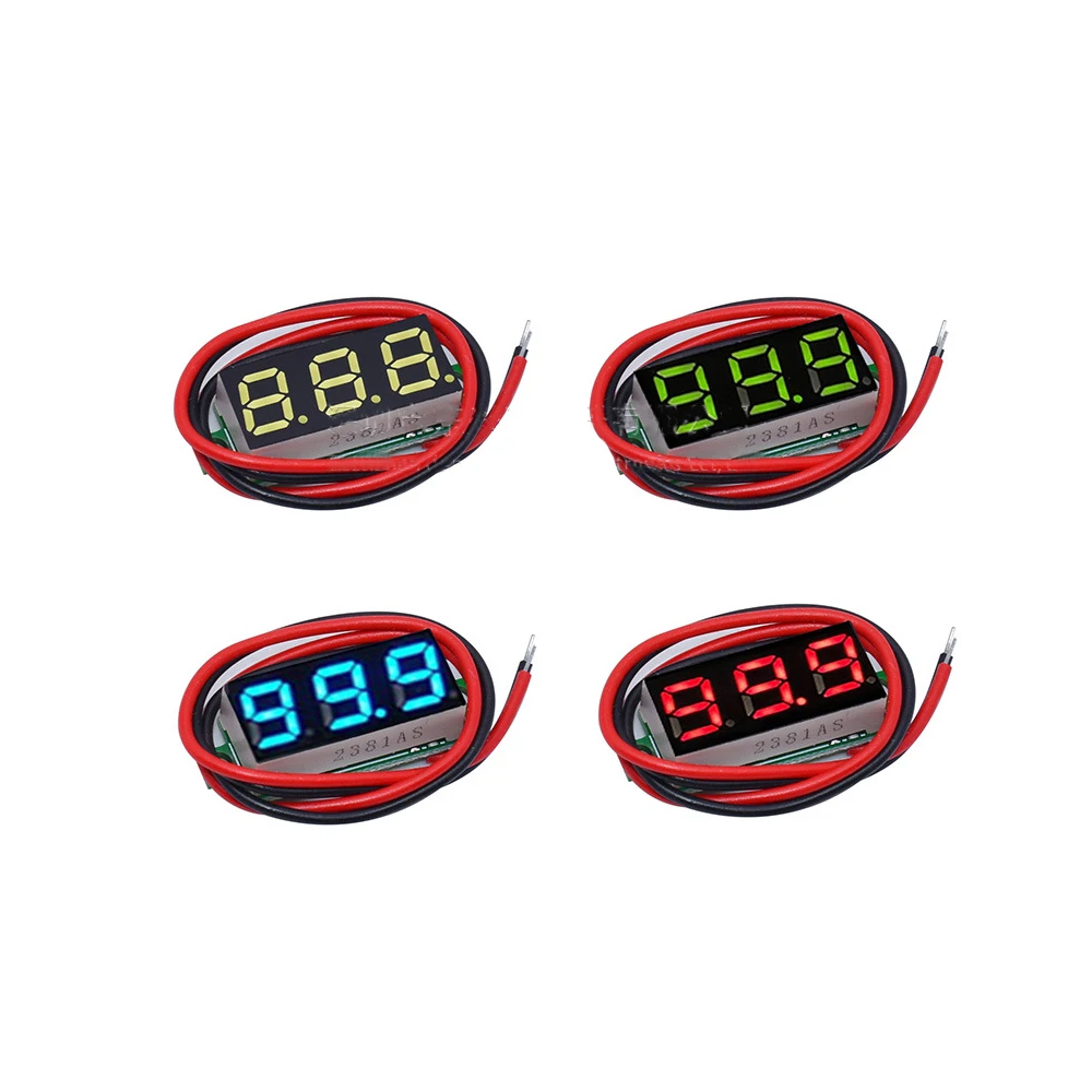 0.28 Inch DC LED Digital Voltmeter 0-100V Voltage Meter Auto Car Mobile Power Voltage Tester Detector 12V Red Green Blue Yellow