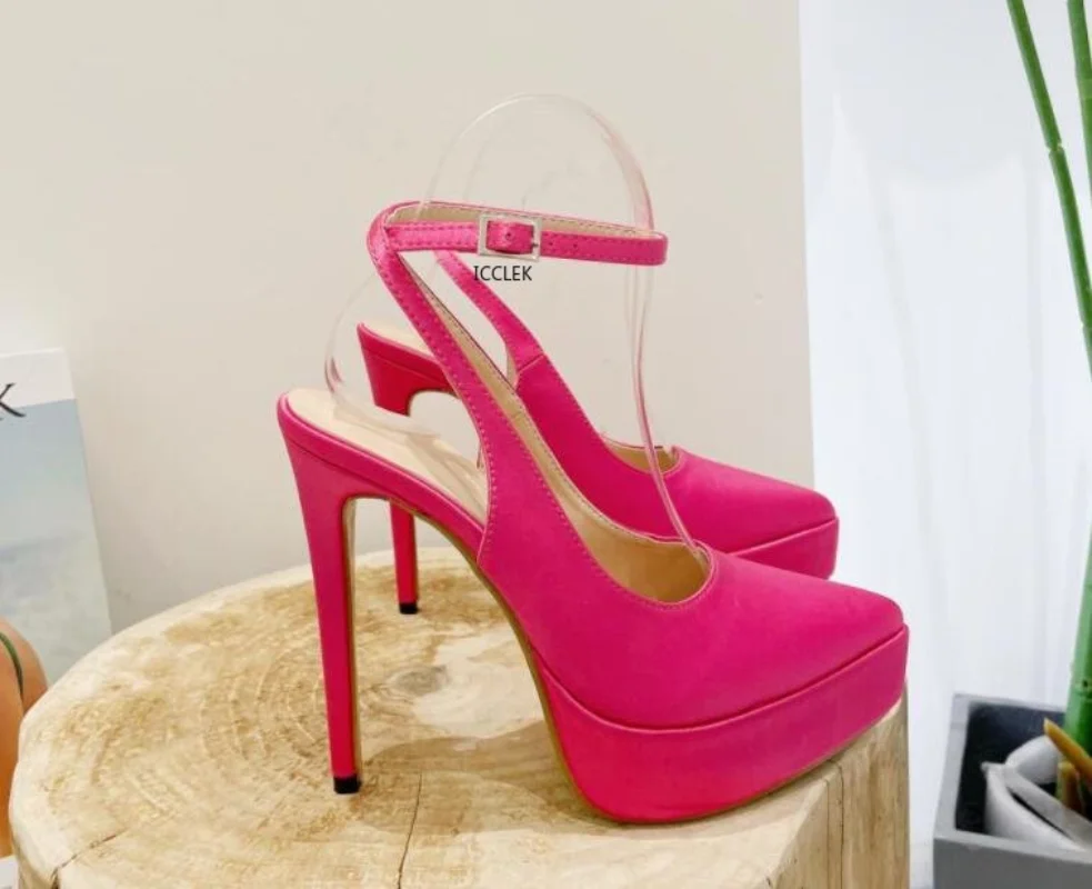 

INS Style Satins Women Pumps Fashion Platform Wedges Spring Summer High Heels Sexy Ankle Strap Party Prom Shoes