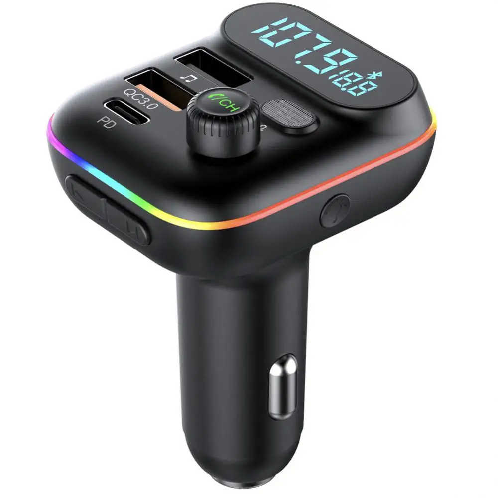 

Fm Transmitter Multifunctional Pd Card Insert U Disk Singing Car Bluetooth Mp3 Hands-free Digital Tube Display Car Charger