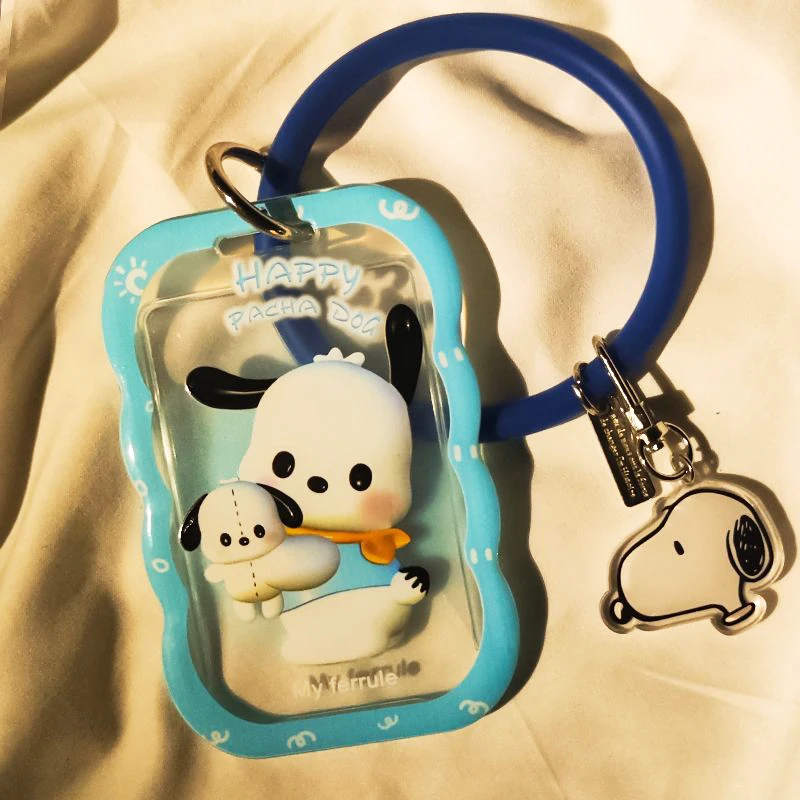 

Anime Sanrio Cinnamoroll Card Cover Kawaii Cartoon Pochacco Student Protective Case Card Sleeve Keychain Pendant Toy Girls Gifts